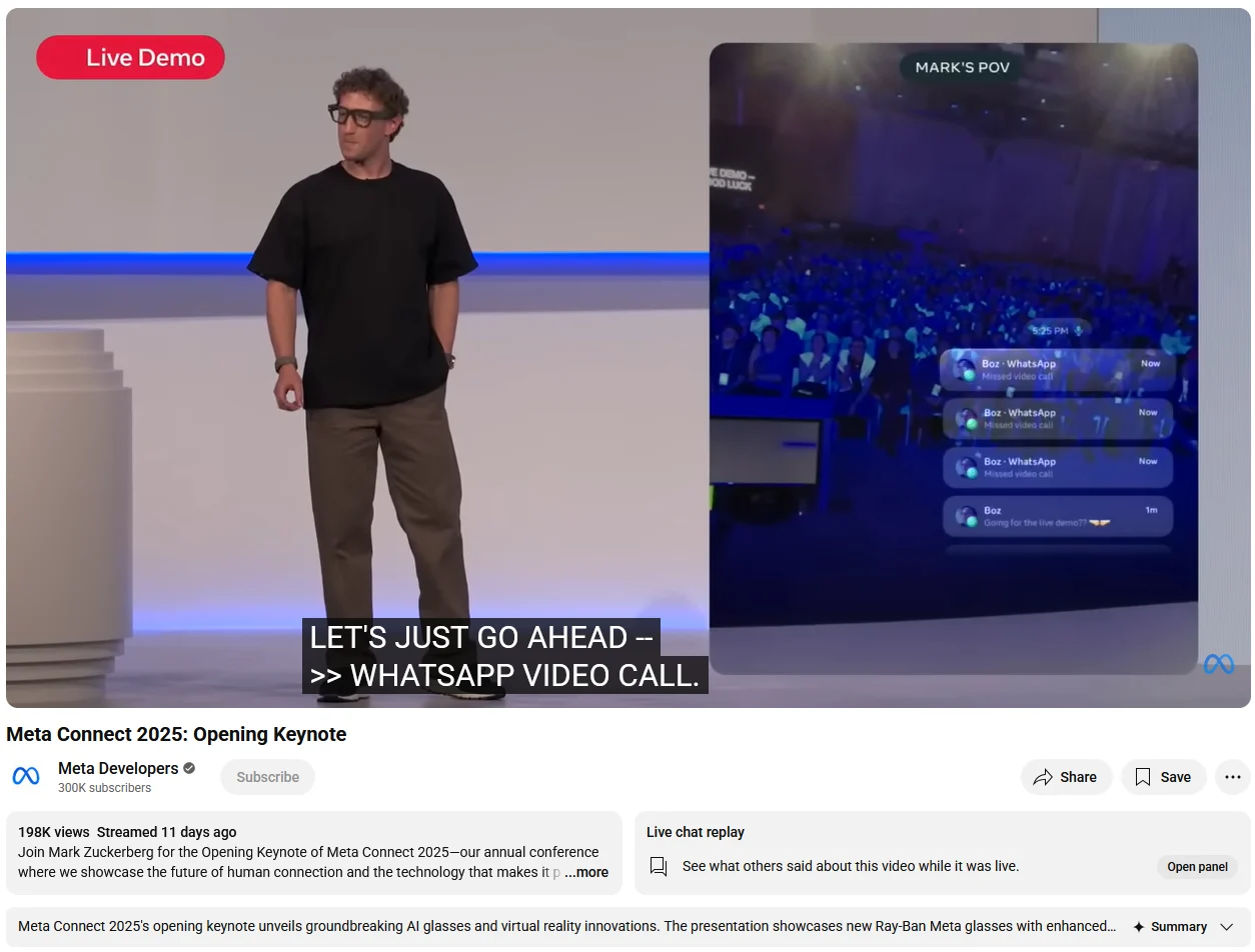 Meta Connect 2025, Keynote, Zuck’s Live Demo