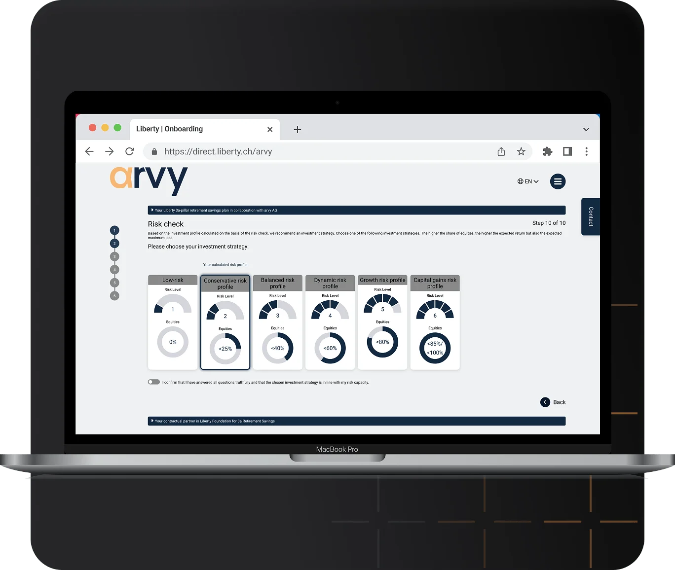 arvy 3a risk profiles mobile